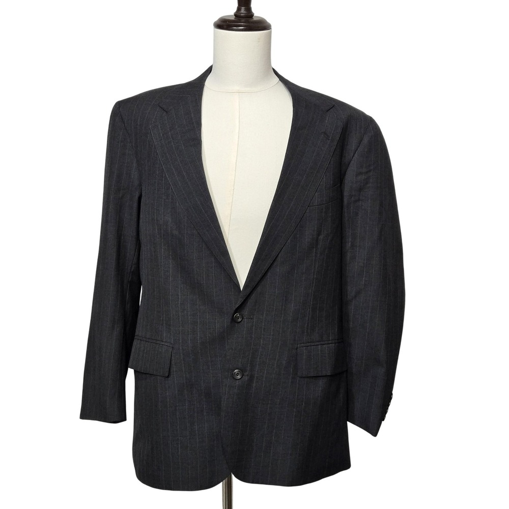 Polo University Club Ralph Lauren Blazer Mens Gray Pinstripe Jacket USA Made